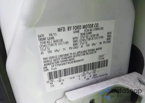 2016 Ford F-250 Xl z USA, uszkodzony, nr VIN 1FT7W2BT9GEB05410